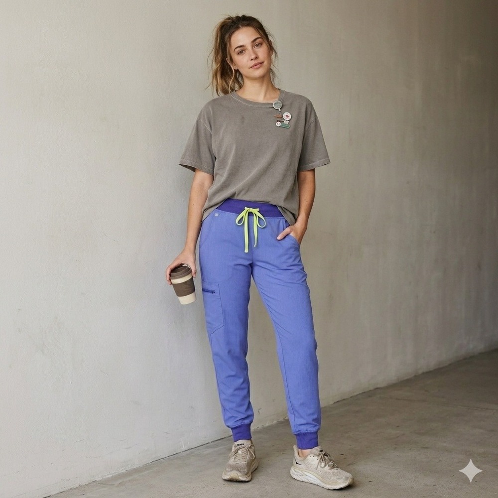 FIGS Zamora Pants Womens XS Purple Jogger Cargo Scrub Technical Collection